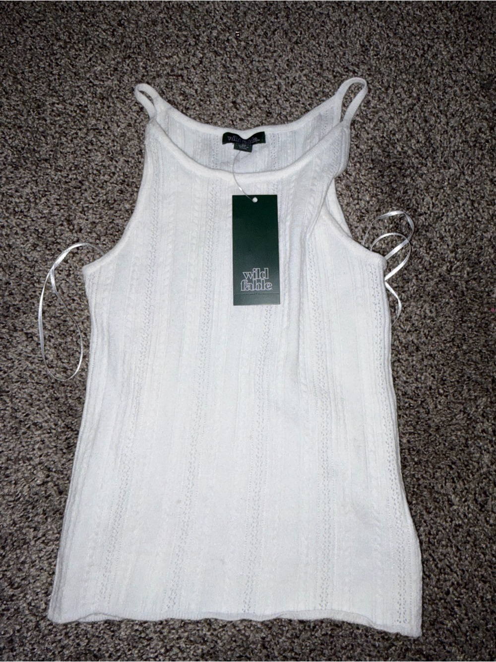 wild fable White Ribbed Knit Tank